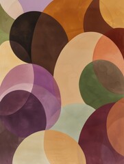Poster - An arrangement of rounded, vertical shapes in various colors, including shades of brown, beige, green, and purple