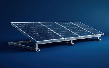 a sleek solar panel with minimalistic details on a deep blue background