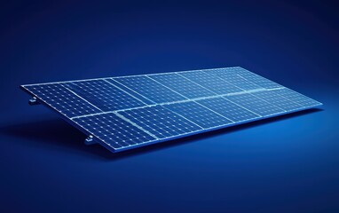 a sleek solar panel with minimalistic details on a deep blue background