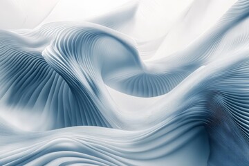Poster - A serene and intricate depiction of waves creating exquisite patterns in soft, muted blue tones, evoking calmness and gentle movements on an abstract canvas.