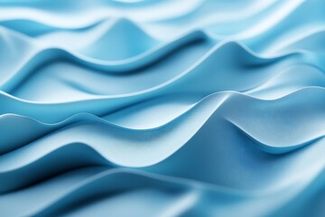 Poster - Light-blue fabric folds into smooth, gentle waves, suggesting serenity and softness. The silk-like texture wraps around the visual, showcasing elegant simplicity.