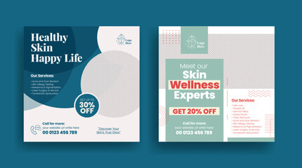 Wall Mural - dermatology skin care consultation editable social media post, banner, ads or square flyer or poster