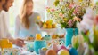 © vetrana - Caucasian couple setting the table for a festive easter dinner celebration together