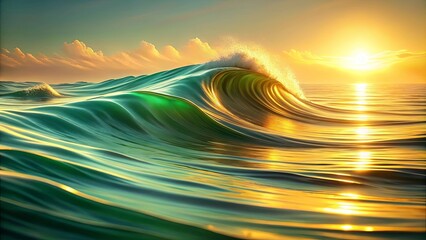 Canvas Print - Golden Sunrise Ocean Wave  Serene Aquatic Scene at Dawn