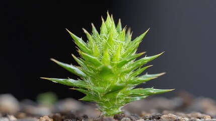 Sticker - Close-up of a young succulent plant with sharp, spiky leaves.