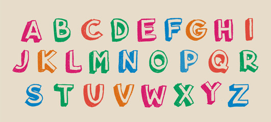 Wall Mural - pop art font alphabet crayon chalk style drawing