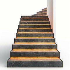 Poster - Modern staircase with orange lighting illuminating each step, symbolizing a path towards achievement and progress