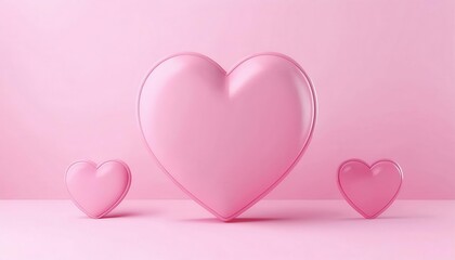Aufkleber - 3D Pink Heart Design with Layered Texture on Soft Pastel Pink Background, Symbolizing Love, Romance, and Elegance, Perfect for Valentine's Day, Wedding Invitations, or Romantic Graphic Design Projects