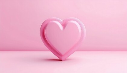 Aufkleber - 3D Pink Heart Design with Layered Texture on Soft Pastel Pink Background, Symbolizing Love, Romance, and Elegance, Perfect for Valentine's Day, Wedding Invitations, or Romantic Graphic Design Projects