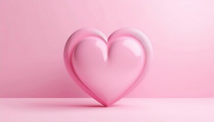 Poster - 3D Pink Heart Design with Layered Texture on Soft Pastel Pink Background, Symbolizing Love, Romance, and Elegance, Perfect for Valentine's Day, Wedding Invitations, or Romantic Graphic Design Projects