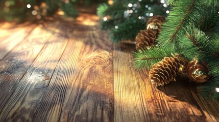 Wall Mural - Christmas decoration on wooden background