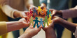 © Alienmonster Images - Hands Holding a Vibrant Paper Chain of People, Symbolizing Unity, Diversity, and Community Collaboration