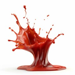 Poster - Red liquid splashing up making a crown shape on white background