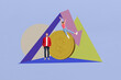 © deagreez - Composite trend artwork sketch image collage of arrow crisis down decrease loss money pile coins miniature young lady sit man stand team