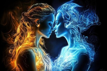 Wall Mural - visual interpretation of love illuminated by spirituality.