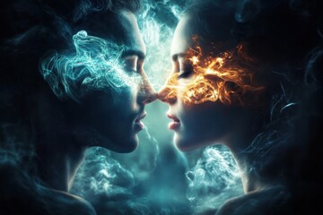 Wall Mural - close-up depiction of connected souls through generative ai.