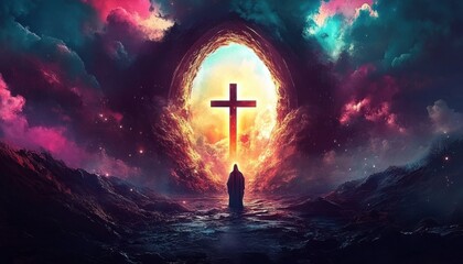 Wall Mural - an abstract landscape representing the power of prayer.
