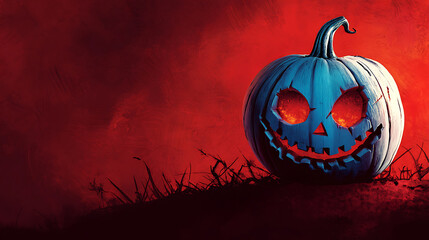 Cartoon Halloween Evil Pumpkin With Space For Your Text Design