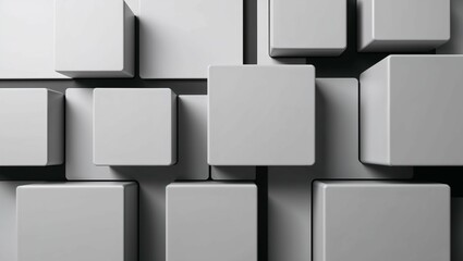 Wall Mural - Abstract 3D gray cubes form a seamless geometric pattern design