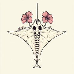 Poster - Manta Ray tattoo flash illustration