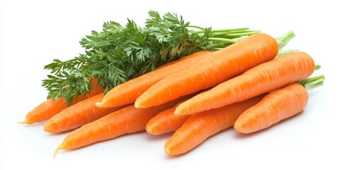 Poster - Fresh carrots displayed in isolation against a white background, showcasing their vibrant color and natural beauty. These fresh carrots highlight the appeal of healthy eating and fresh produce.