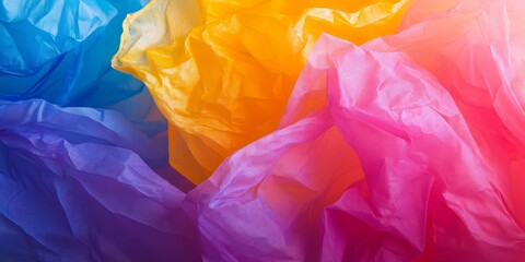 Poster - Colorful background featuring a plastic bag, highlighting the vibrant hues and textures of the plastic bag, creating an eye catching visual impact with the plastic bag as the central focus.
