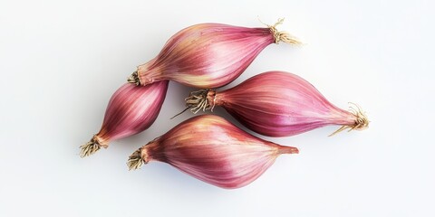 Poster - Shallot on a white background, showcasing the vibrant texture and color of the shallot, perfect for culinary themes or recipes highlighting shallots as a key ingredient.