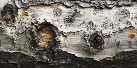 Aufkleber - Close up of a birch trunk, showcasing the intricate texture. This birch trunk features unique patterns and textures that highlight the natural beauty of birch wood in detail.