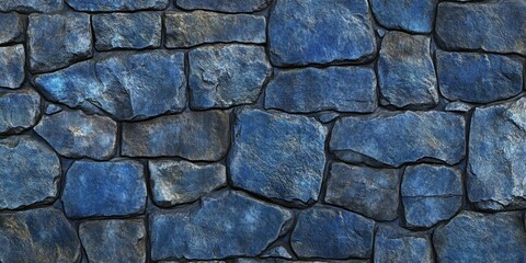Leinwandbilder - Seamless texture showcasing a blue stone wall, perfect for creating an abstract background. This blue stone wall texture enhances any design project with its unique patterns.