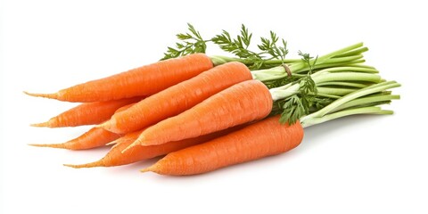 Poster - Fresh carrots displayed in isolation against a white background, showcasing their vibrant color and natural beauty. These fresh carrots highlight the appeal of healthy eating and fresh produce.