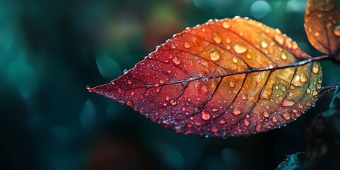 Poster - After the rain, the weather feels incredibly fresh, and the wet leaf creates a captivating scene that highlights nature s beauty. The wet leaf glistens, showcasing its vibrant colors and textures.