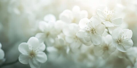 Poster - A detailed view of a white floral arrangement captured in a gentle blur, highlighting the delicate beauty of the blooms in soft focus.