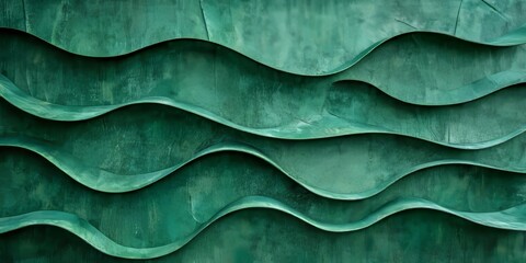Leinwandbilder - Close up of a green abstract pattern texture on cardboard. This unique cardboard texture features a retro feel, resembling old paper and vintage blank wallpaper for creative projects.