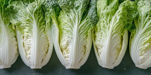 Poster - Fresh, ripe Chinese cabbage captured in a studio shot, highlighting the vibrant colors and texture of the Chinese cabbage, perfect for showcasing its freshness and versatility.