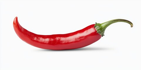 Poster - Isolated red chili pepper showcased against a white background, highlighting the vibrant color and texture of the red chili pepper in a clean and simple presentation.