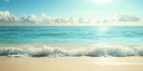 Poster - Tranquil sandy beach scene ideal for use as a background or backdrop, perfect for a variety of creative projects featuring sandy beach imagery. The sandy beach offers serene natural beauty.