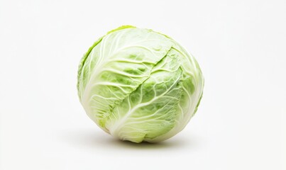 Poster - A large white cabbage with green leaves