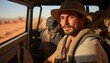 © Saad - Young man in straw hat driving truck. Life on a farm.