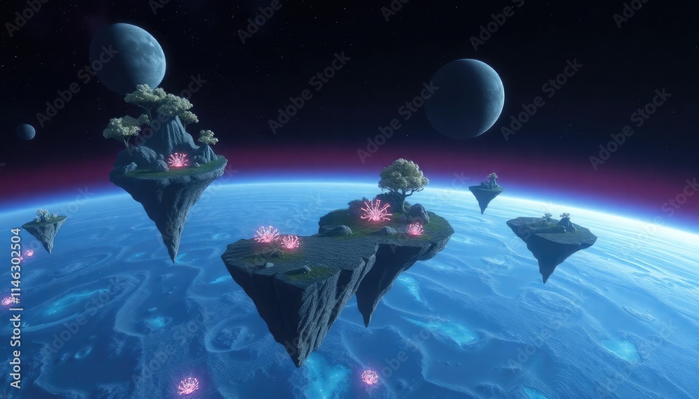 4K HD Wallpapers Alien Planet With Floating Islands And Bioluminescent ...