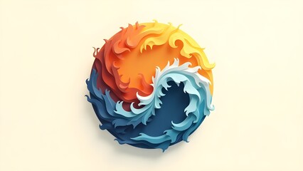 Wall Mural - A yin-yang concept of fire and water swirling together in harmony
