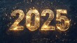 © Farah - Illuminated 2025 Numbers with Golden Sparkles Against a Dark Background for New Year Celebration and Future Concepts