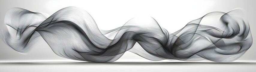 Poster - A mesmerizing abstract design featuring flowing black smoke wisps gracefully swirling against a soft, light background, creating a sense of movement and elegance.