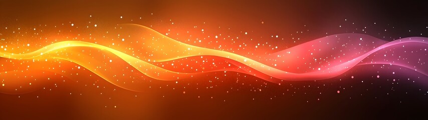 Poster - A vibrant abstract background featuring flowing waves in shades of orange, pink, and gold, creating a sense of movement and energy against a dark backdrop.