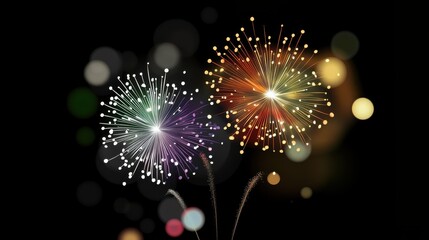 Wall Mural - colorful firework with bokeh background. new year celebration, abstract holiday background