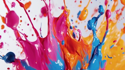 Aufkleber - Vibrant splashes of paint create a dynamic and colorful abstract composition.