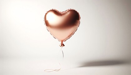 Wall Mural - heart shaped rose gold balloon on white background