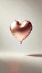Wall Mural - heart shaped rose gold balloon on white background