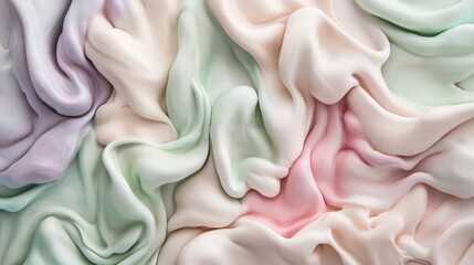 Poster - A close-up of soft, flowing fabric in pastel colors, creating a serene and calming effect.