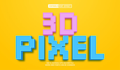 Leinwandbilder - Editable 3d text style effect - Pixel Game text effect Template