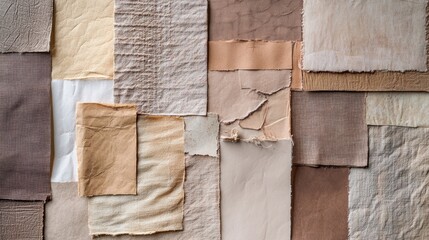 Poster - A collage of various textured and colored fabric swatches arranged artistically.
